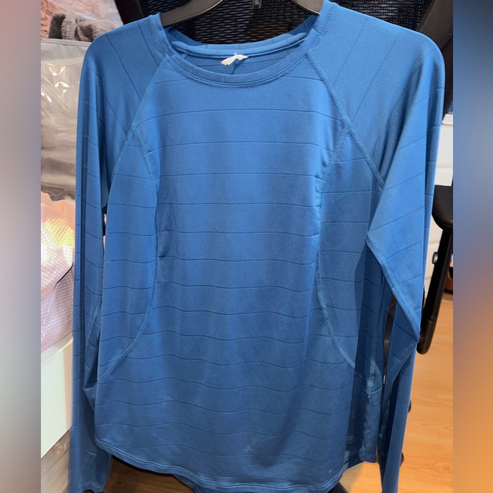 Blue Long Sleeve Athletic Top